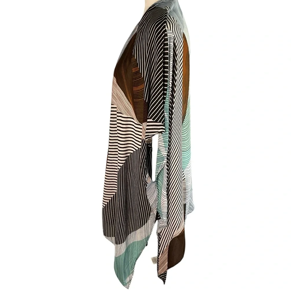 Moss Rose Colorful Geometric Pattern Kimono Wrap Size OS